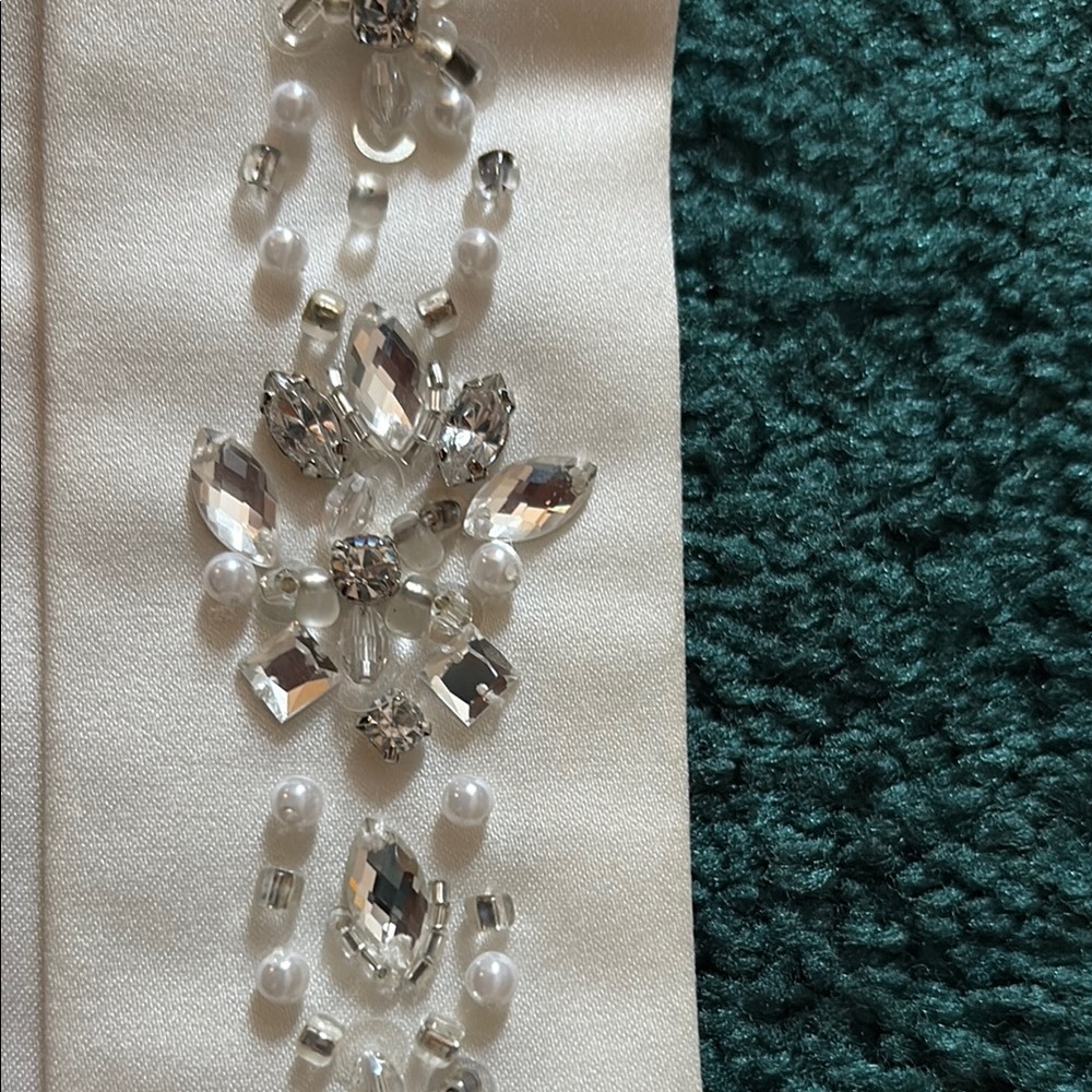 Bridal Sash Belt with Rhinestones and Pearls